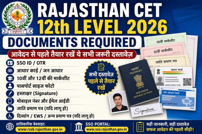 Rajasthan CET 12th Level Documents Required 2026: आवेदन से पहले तैयार रखें ये सभी जरूरी दस्तावेज़